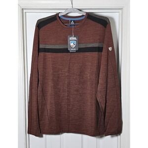 Kuhl Downhill Racr Merino Wool Crewneck Sweater Large Rustic Brick Aeroknit